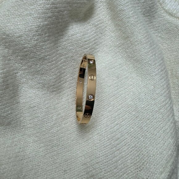 CARTIER 18K pink gold 4 Diamond LOVE BRACELET Size 16 - Picture 10 of 16